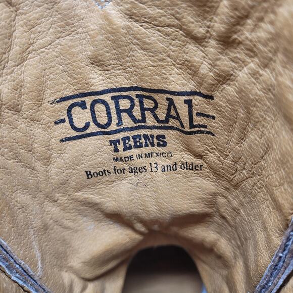 Corral Boots Youth 5 Brown Wing Cross Western Cowboy Leather Snip Toe Rodeo - Picture 11 of 13